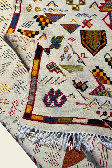 KILIM MOROCCAN RUG - KL111 - 5'3" X 8'4" Dar Bouchaib Marrakech Carpets Rugs Of Morocco