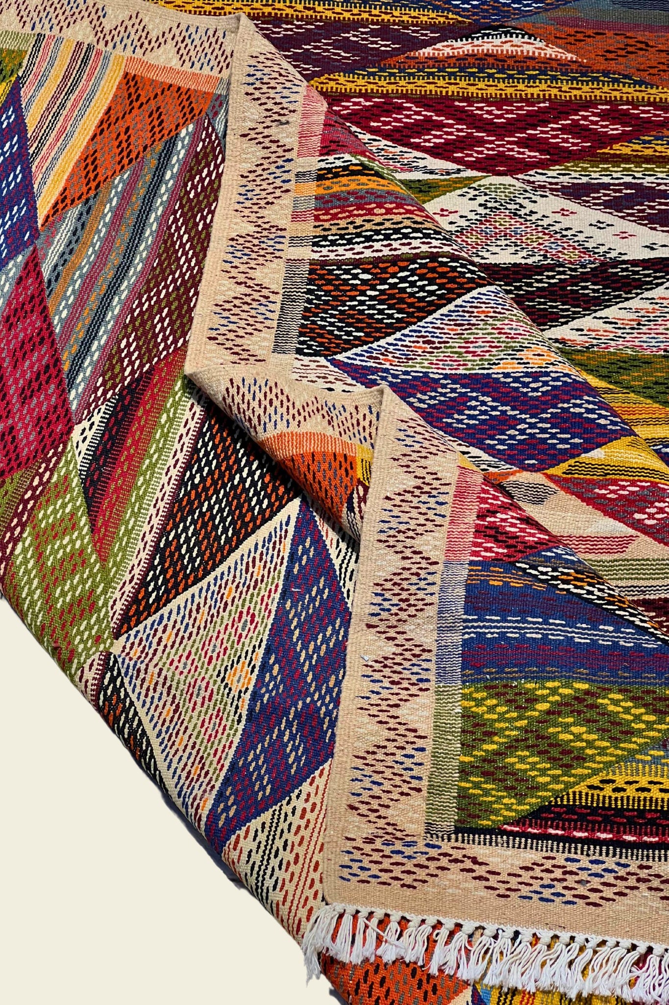 KILIM MOROCCAN RUG - KL108 - 4'11" X 8'1" Dar Bouchaib Marrakech Carpets Rugs Of Morocco