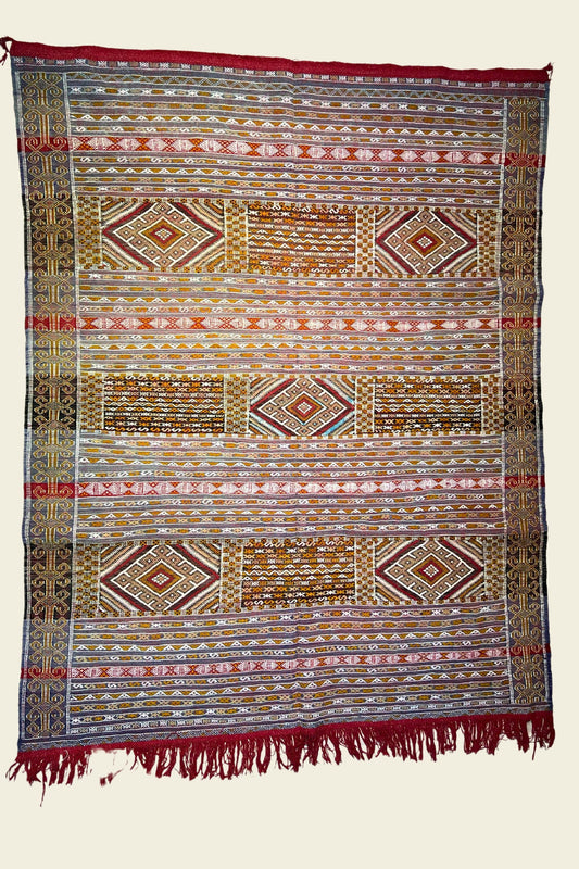 MOROCCAN KILIM RUG - KL120 - 5'7" X 6'7" Dar Bouchaib Marrakech Carpets Rugs Of Morocco